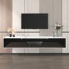 TV Cabinet, High-Gloss TV Cabinet, Color-Coordinated with Black and White, Featuring Color-Changing LED Light, Home
