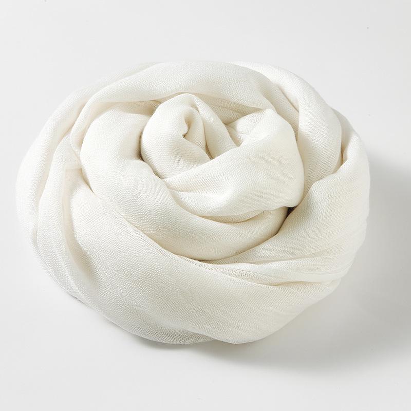 Women's Cotton Linen Artistic Solid Color Silk Scarf, Sun Protection Beach Neck Scarf, Japanese Style Long Gauze Scarf