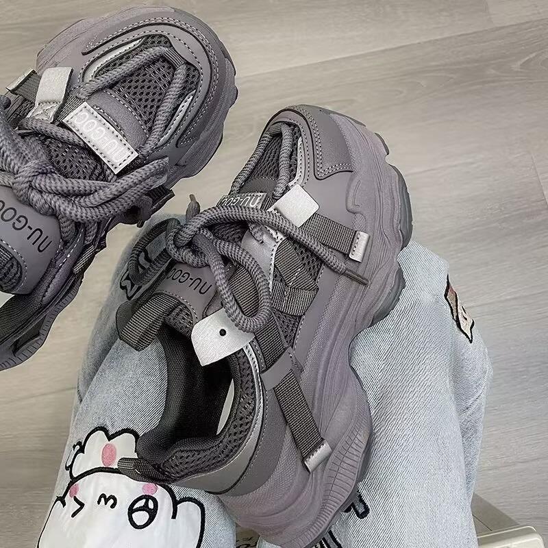 New Thick-soled Height-increasing, Versatile Casual Sports Shoes for Girls, Dad Shoes