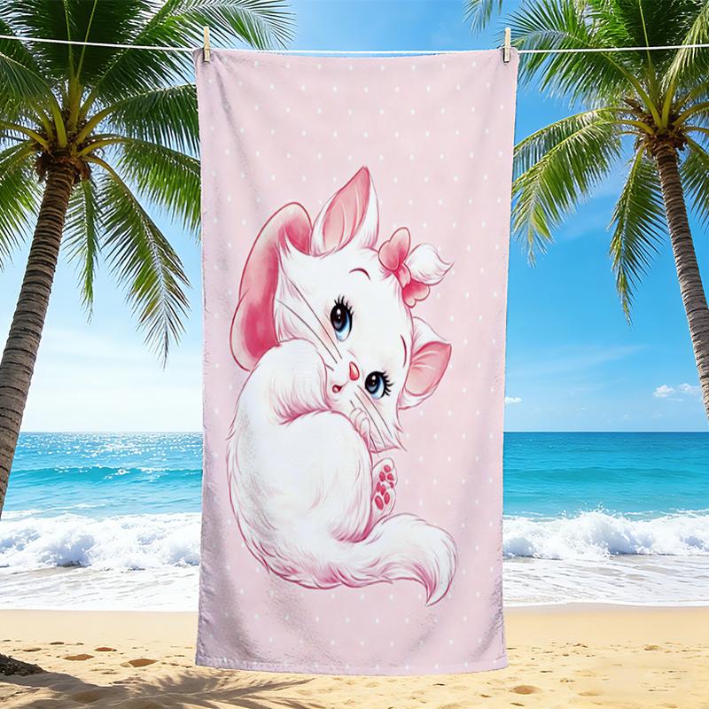 1Pc Pink Kitty Dreams Beach Towel, Quick Dry, Multi-Use for Beach Pool Gym Yoga Home Travel, Christmas, Halloween, Xmas Gift M928742