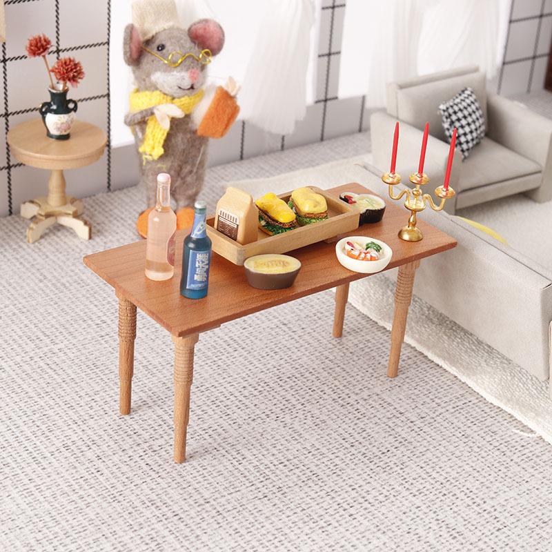1/12 Dollhouse Simulation Miniature Dining Table Model Doll Home Bar Table Furniture Decor Toy Dolls House Micro Scene Decor