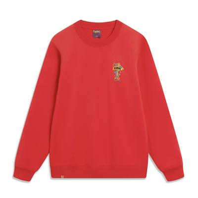 Li Ning Série Prospérité Quotidienne Édition Nouvel An Zodiaque Culturel Col Rond Pull-over Décontracté Sweat-shirt à Manches Longues Unisexe AWDU051-6