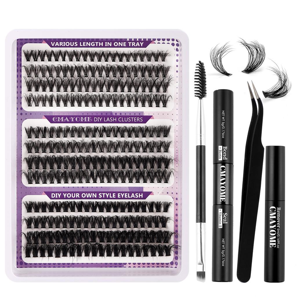 30D100D Dense Single Cluster False Eyelash Set 10-16Mm Curled Diy Segmented Eyelashes