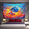 Landscape Wall Tapestry Dory Blue Tang Above Nemo Clownfish Among Orange Fish Swirl Underwater, Wide Decor for Adult Fan Collector