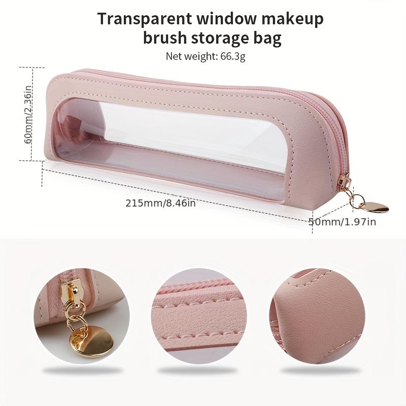 Transparent Makeup Brush Storage Bag, Portable Hand-Held, Easy Design, Large Capacity for Eyebrow Pencils And Eyeshadow Brushes