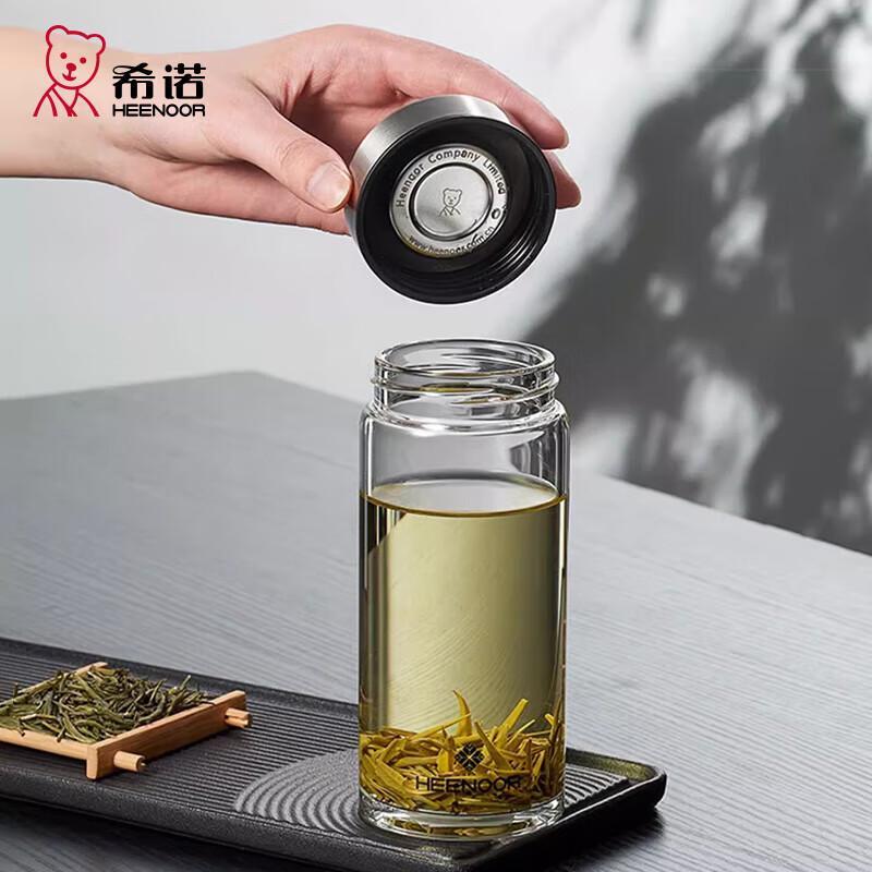 HEENOOR Portable High Borosilicate Glass Water Bottle