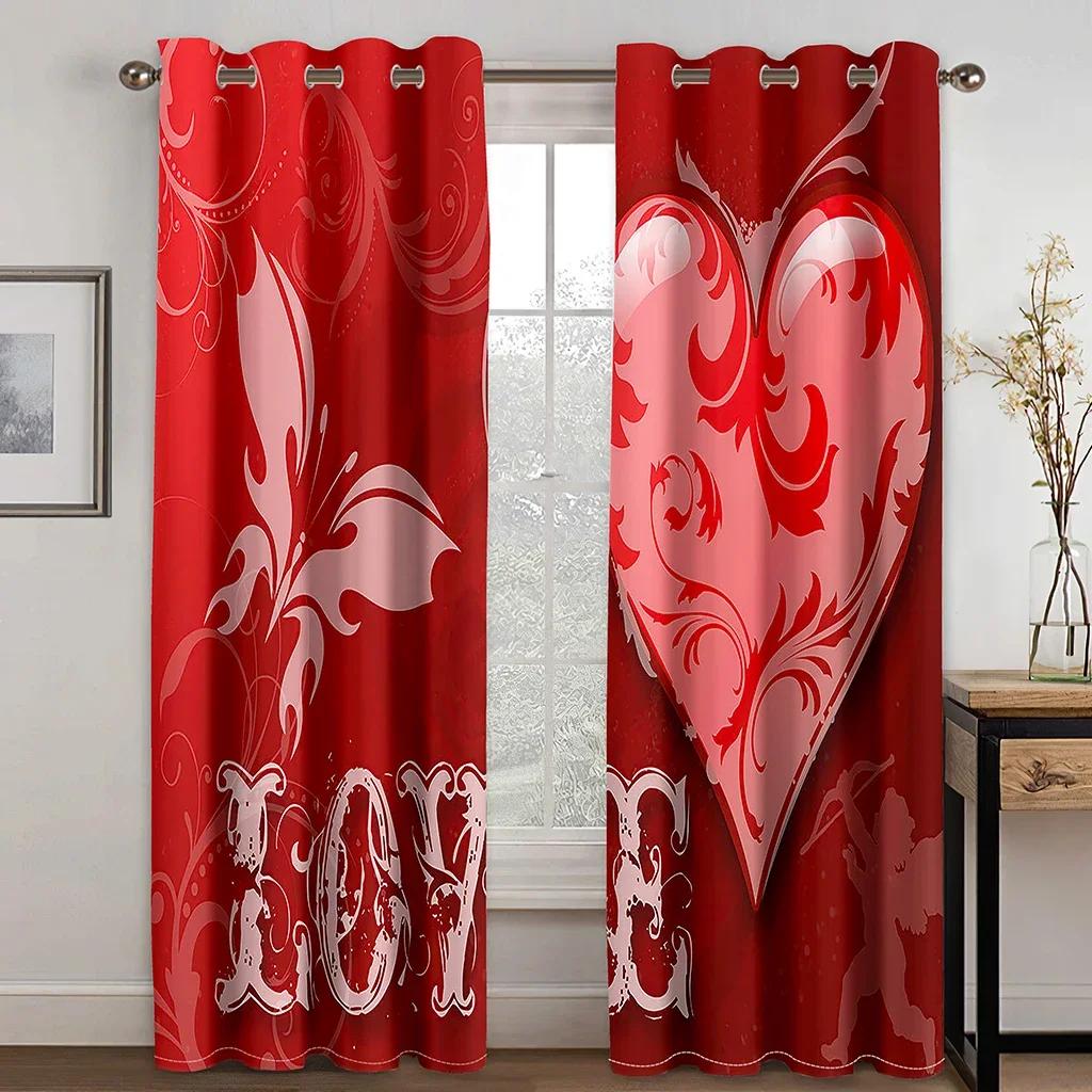 3D Romantic Love Heart Black White Diamond Window Curtains Blinds For Living Room Kids Bedroom Bathroom Kicthen Door Home Decor2