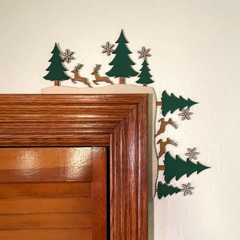 Festives Metal Door Frame Sign Door Corner Decoration for Christmas Celebration Home Decoration for Window and Wall