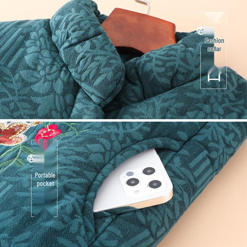 Elderly Women's Plus Velvet Winter Cotton Jacket