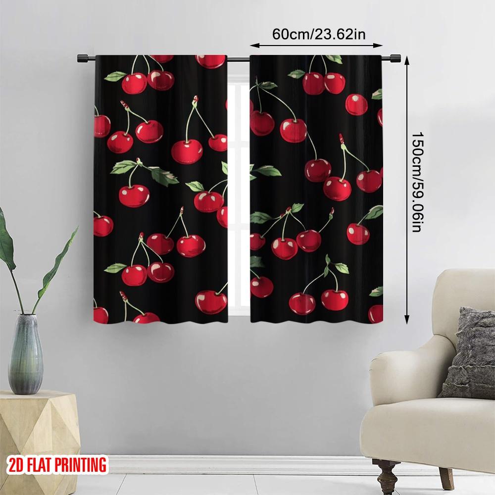 2pcs,2D plane printing Popular Curtains Cherry Parade Versatile Polyester Fabric (without rod) Outdoor Decorations Ldeal for