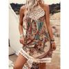 Falda de playa sexy plisada para mujer de verano, vestido casual de longitud media estampado