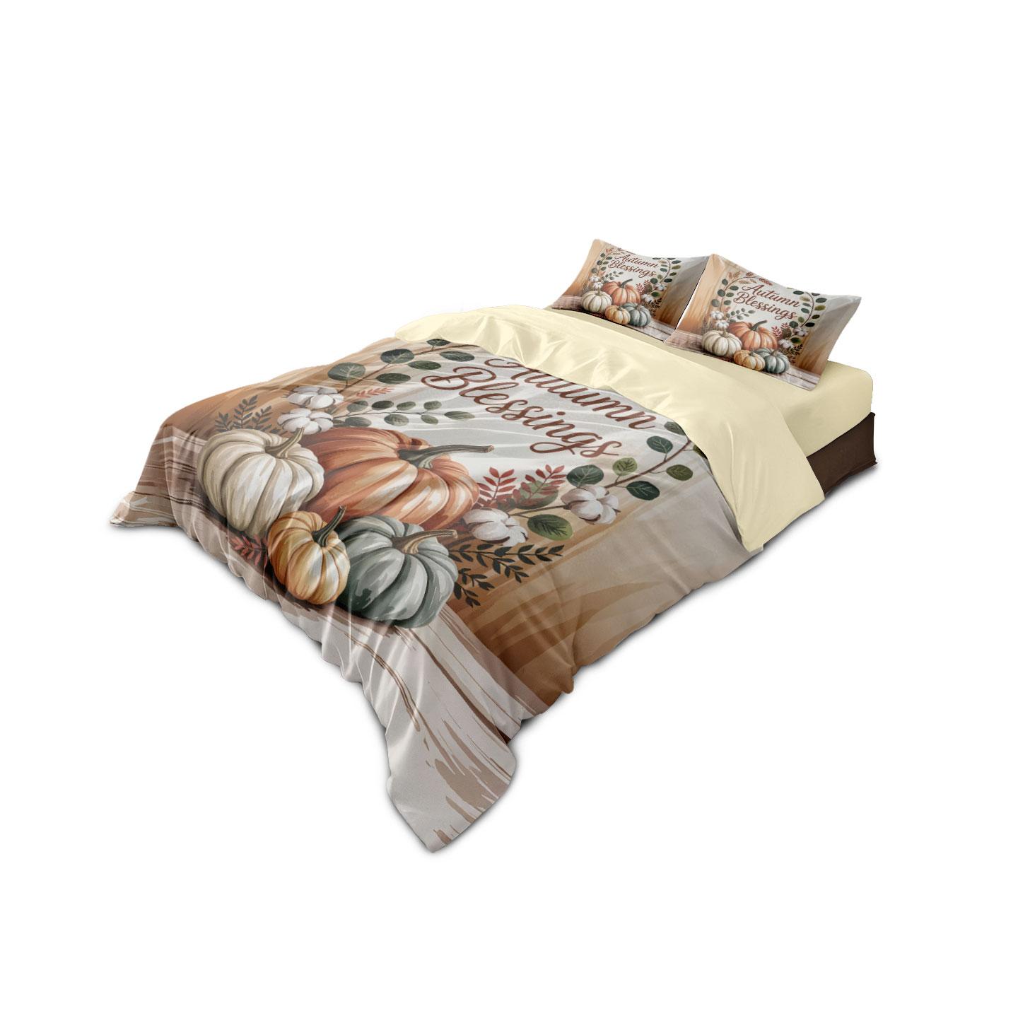 

3 шт. Набор лоскутного одеяла без наполнителя с принтом тыквы к Празднику урожая, разные размеры, мягкое украшение для гостиной, можно стирать в машине 135x200cm-EU-Single&set