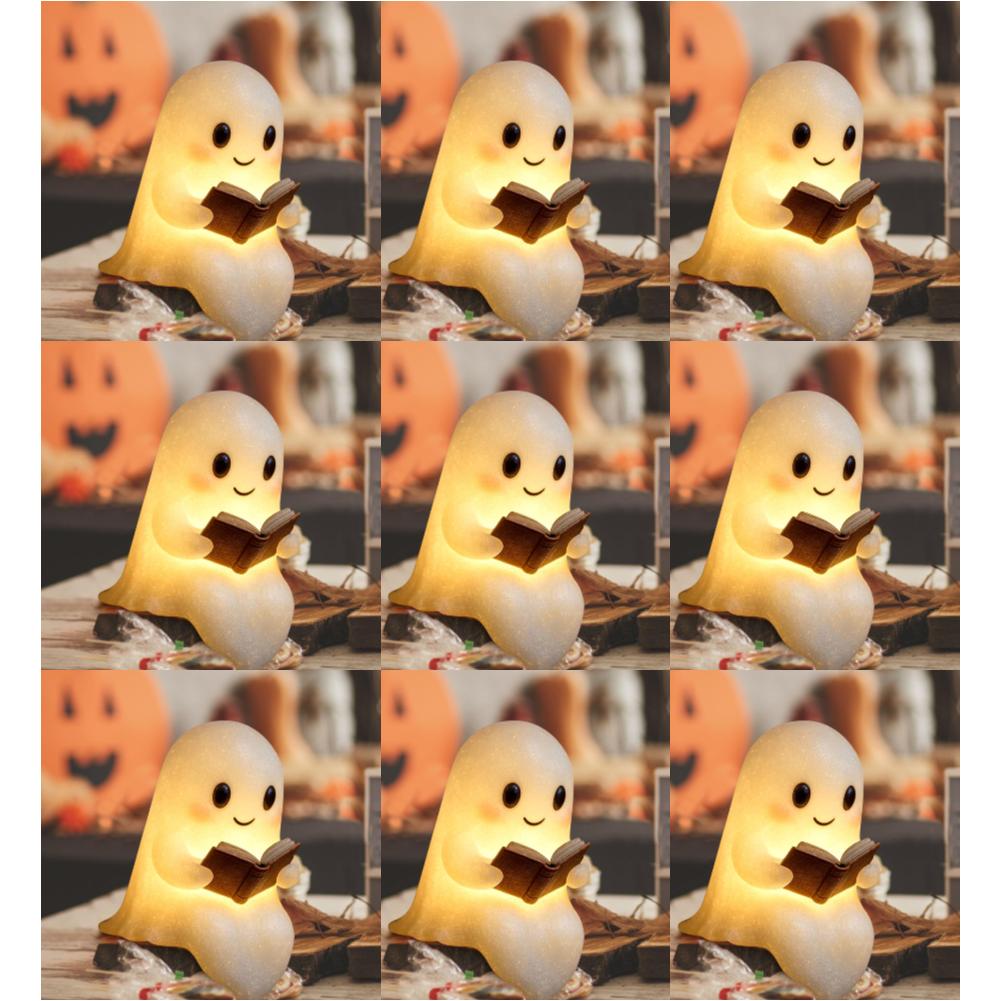 1/2PCS Cute Ghost Reading Lamp Halloween 3D LED Night Light Spooky Desk Light For Bedroom Study Book Lovers 10/15CM Home Office