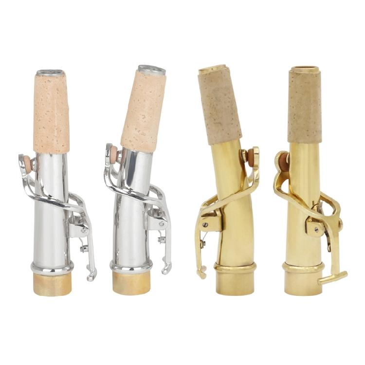 2 Stück Saxophon gebogener Hals und gerader Hals Messingbeschläge Instrumententeile