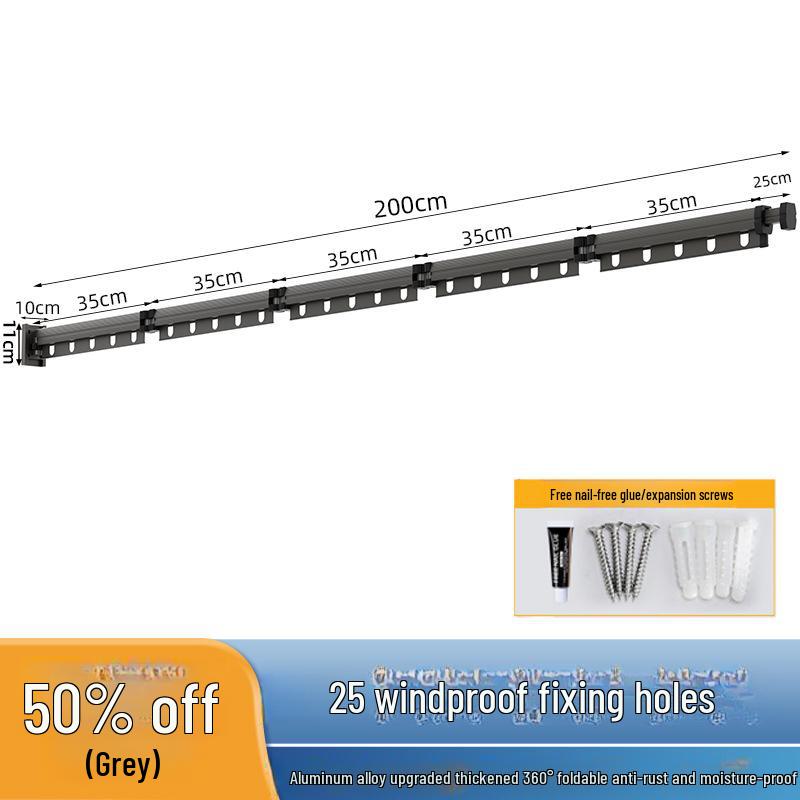 "Punch-Free Suction Cup Folding Clothes Rack - Telescopic Invisible Balcony Rod"