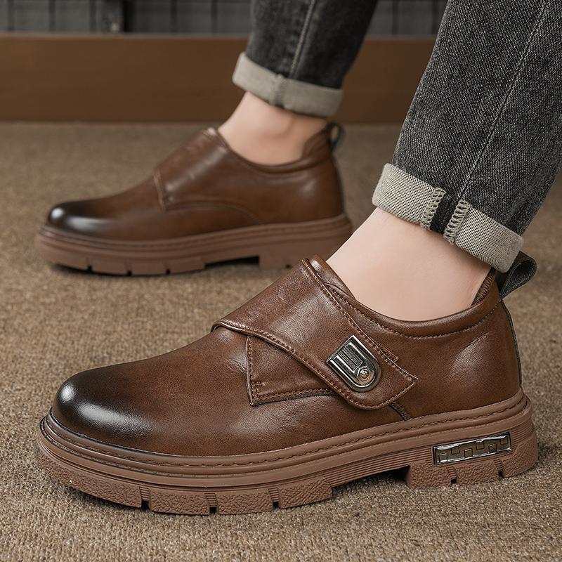 Fashion 2025 British Style Men Genuine Leather Casual Shoes Classic Outdoor Antiskid Oxford Shoes Dress Business Thick Bottom Mens Shoes