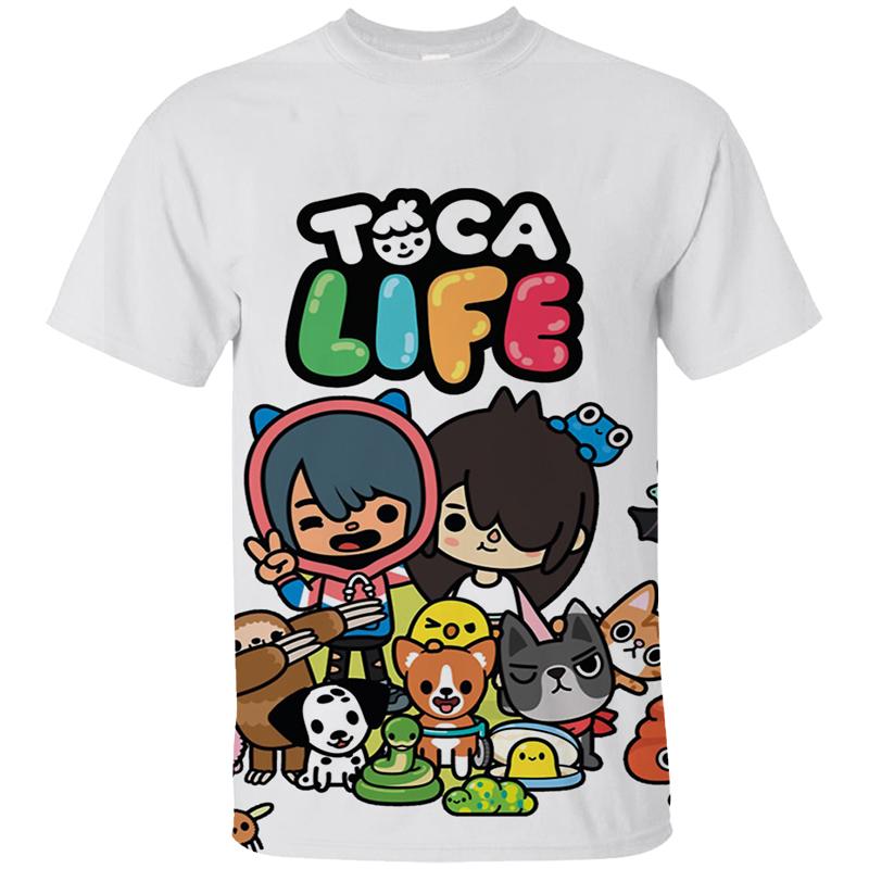 Maglietta Toca Life World 3D Anime Toca Boca Stampa 3D T-shirt Moda Bambino Magliette Oversize Top Magliette Magliette Vestiti