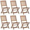 VidaXL Set of 6 Folding Garden Chairs with Cushions, Patio Seats, Dining Chairs, Patio Furniture 3074994