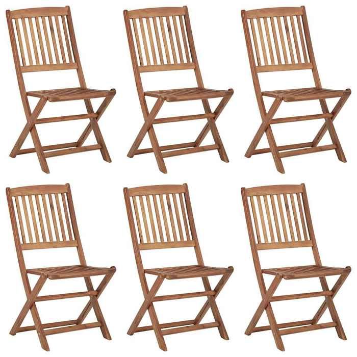 VidaXL Set of 6 Folding Garden Chairs with Cushions, Patio Seats, Dining Chairs, Patio Furniture 3074994