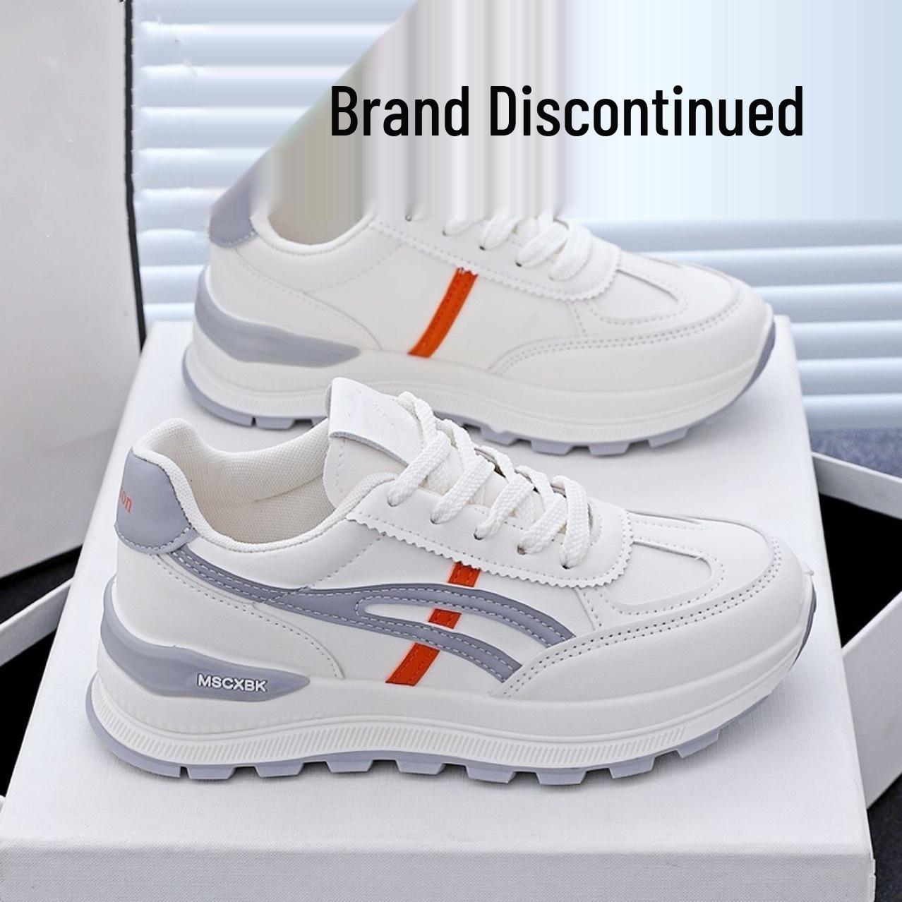 

2025 Женские универсальные кожаные кроссовки: Легкие, кроссовки и повседневная обувь на толстой подошве 38 серый