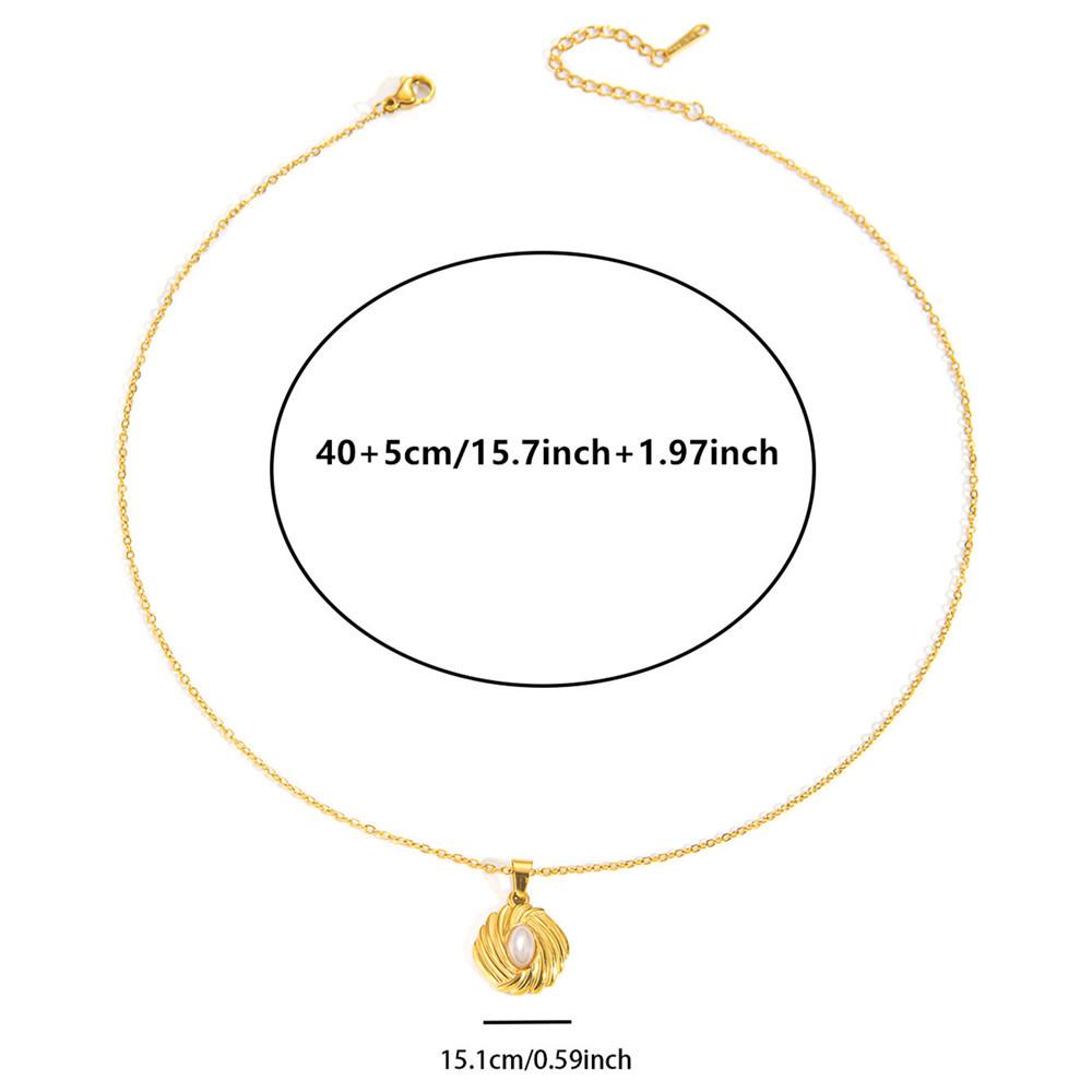 Hexagonal Gold Retro Stainless Steel Necklace with Pearls