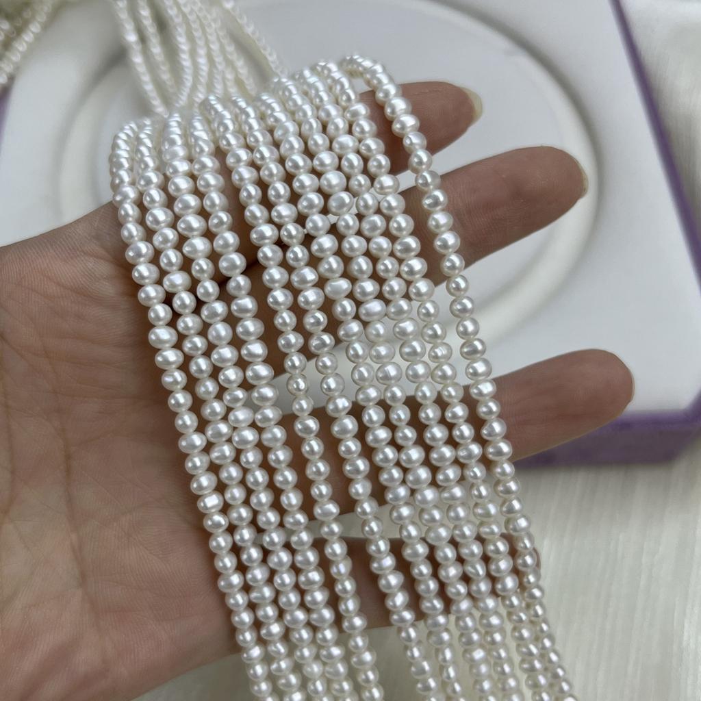 1String, White Natural Freshwater Pearls Beads for Jewelry Making DIY Crafts (Beads 3mm, Length 36cm)