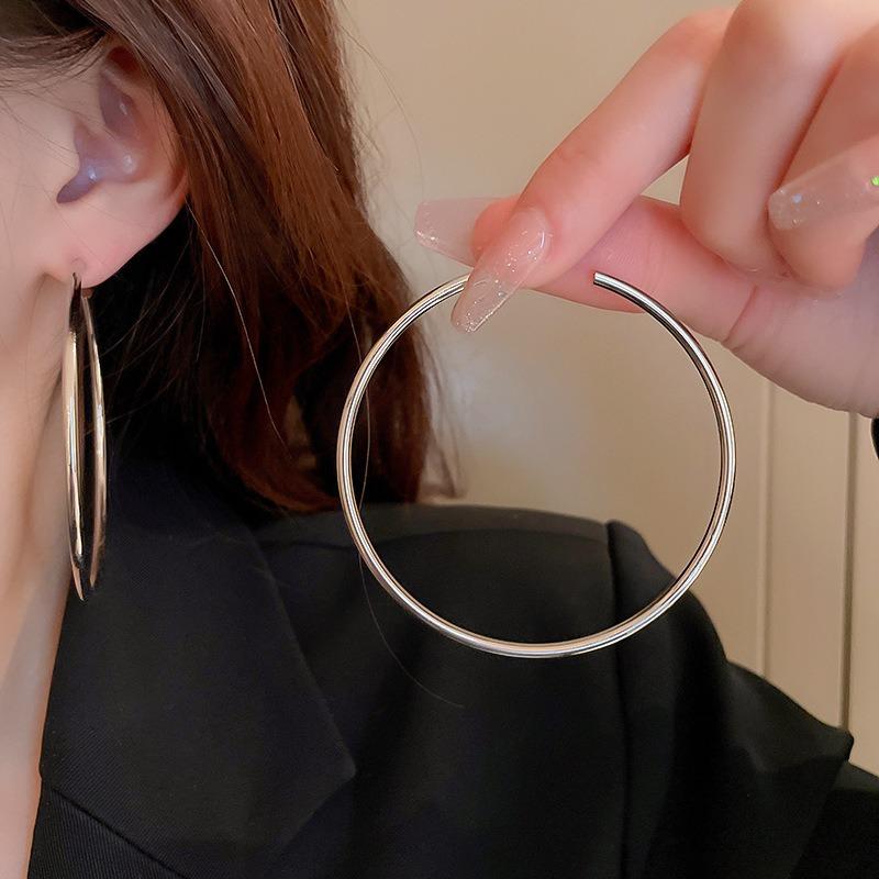 Silver Needle Diamond-set Geometric Circle Earrings Temperament Light Luxury High-end Earrings Personalized Design Cold Wind Earrings Wholesale