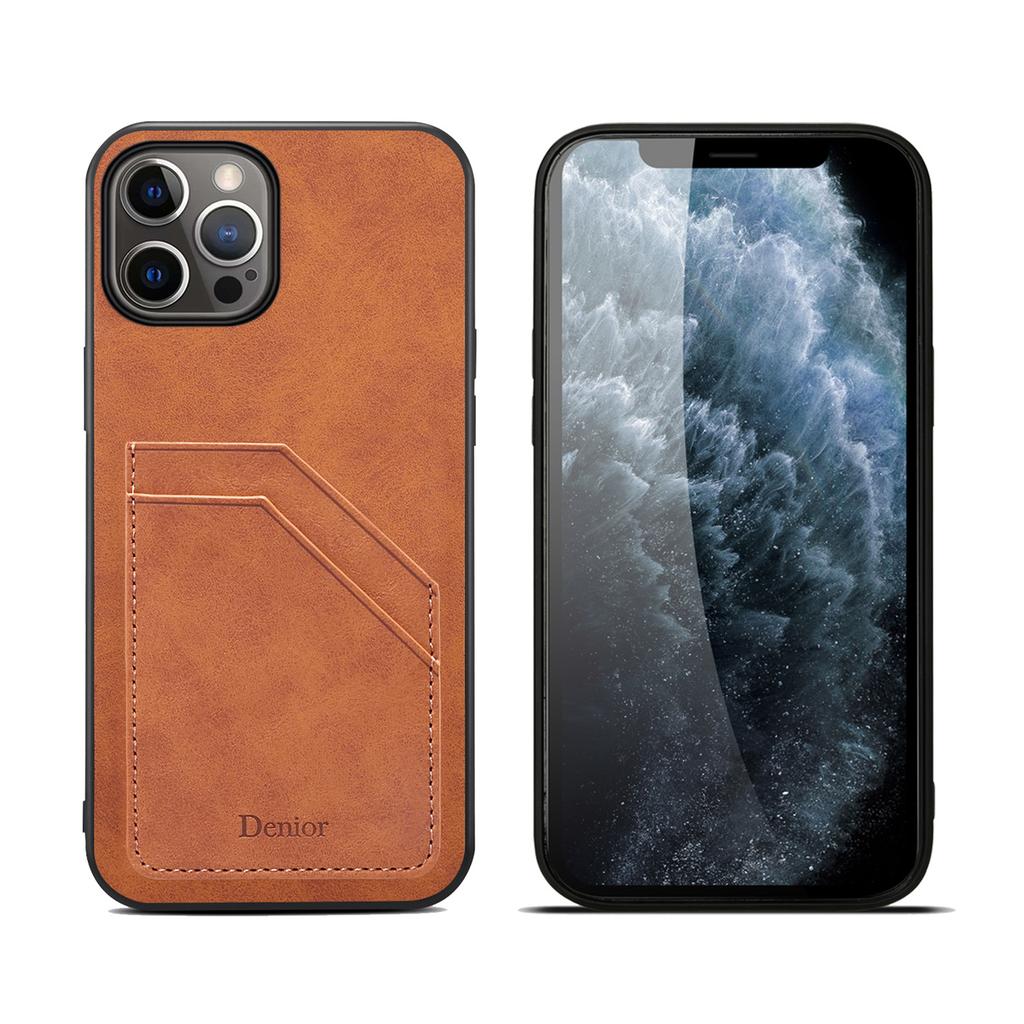 Denior Applicable iPhone15 mobile phone case Apple 13 plug-in card 12Pro retro leather anti-drop 14 mobile phone case