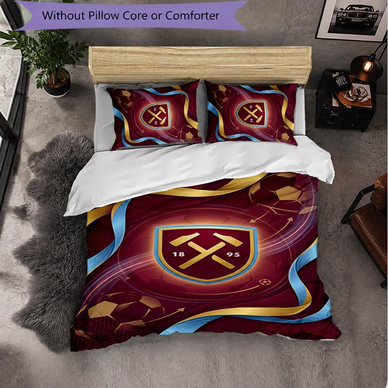 West Ham United Calcio Set Biancheria da Letto 3 Pezzi Morbido Set Copripiumino con Federe Set Decorazione Camera da Letto per la Casa