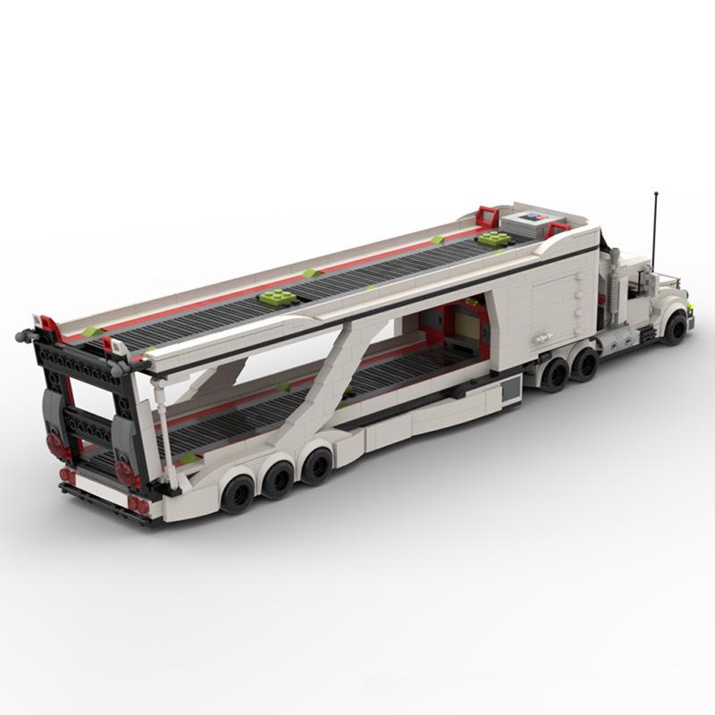 MOC Building Blocks: 8-Grid Car Transport & Drilling Rig Truck Assembly Puzzle, Compatible with Lego.