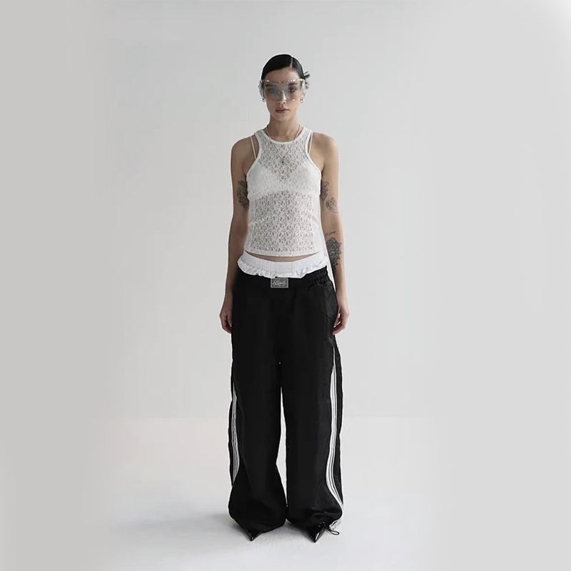 Badblood Sexy Lace Camisole Women's American Sexy Patchwork Niche Style Perspective Summer Inner Wear Blouse Tide