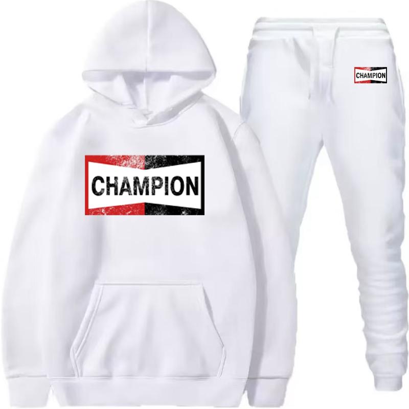 Комплект худи с длинными рукавами и ретро-логотипом Champion для осени и зимы S белый