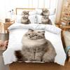 Bedding Set Pet Cat Print Quilt Cover and Pillowcase Single Double Bed Full Size Bedroom Bedding Polyester with Zipper Comfortable Quilt Cover