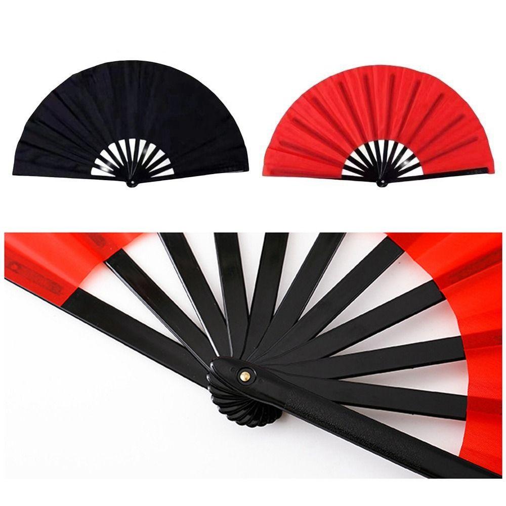 Ventail Chinois Tai Chi Yoga Kung Fu 33cm Os en Plastique Pliage à la Main Ventail de Scène Décoration de Mariage Fête