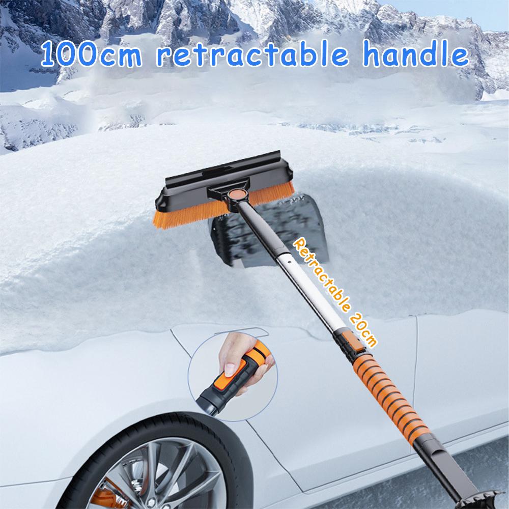 Winter Car Glass Cleaning Accessories: 2-in-1 Retractable Ice Shovel & Brush for Efficient Ice, Snow & Stain Removal