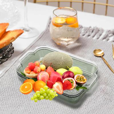 Gyümölcstál Modern Átlátszó Élelmiszeripari Nagy Kapacitású Téglalap Többfunkciós Teáscsésze Snack Cukorka Élelmiszer Tároló Szervező Tartó Konyhai Kellékek