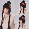 Knitted Hat Women's Winter Braid Tether Wool Ball Wool Hat Warm Hat