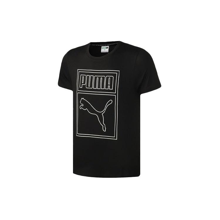 PUMA Large Logo Printing Sports Loose Round Neck Short Sleeve Black Men s 598245-51 XL