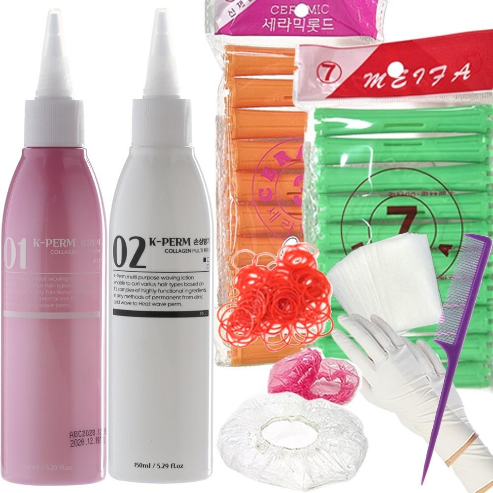K-Perm Perm Solution Full Package Set (Self-Hippie Perm Set) Perm at Home by Yourself 1 pcs 150ml No. 7 Medium Wave No. 2 Thick Wave