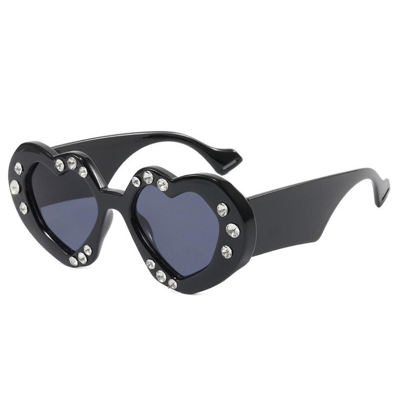 

Colorful Heart-Shaped Punk Women Sunglasses Luxury Brand Designer Sun Glasses For Men Street Style Rhinestones Eyewear as picture
