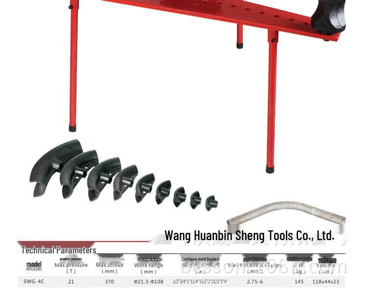 SWG Manual Hydraulic Pipe Bender for 1-4 Inch Steel, Iron, Galvanized Pipes