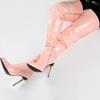 Bottes pour femmes Cuir Verni Bottes Hautes Cuissardes 2026 Sexy Talons Aiguilles Hauts Chaussures de Fête Bout Pointu Grande Taille Cuissardes