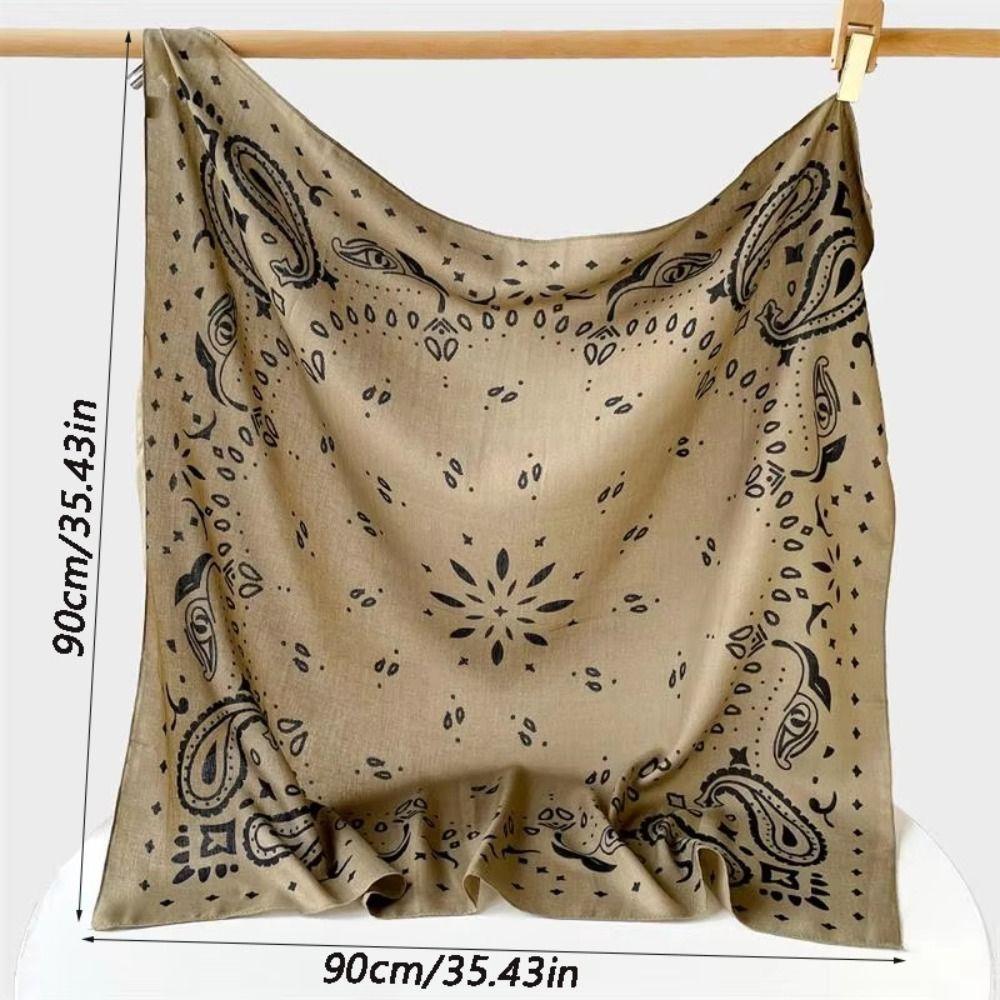 Lightweight Breathable Paisley Printed Scarf 90cm Soft Square Scarf Vintage Print Windproof Women Head Scarf Woman's Accessory