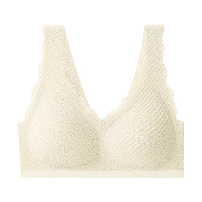 

Мереживний безрукавковий бюстгальтер. Бездротовий бюстгальтер. Дихаюча краса, зібрана спина без слідів XXL тілесний