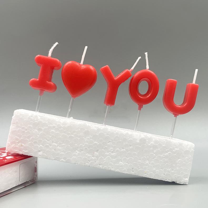 English Letter I LOVE YOU Confession Candle Letter Valentine's Day Love Atmosphere Confession Birthday Candle