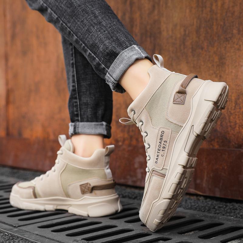 Spring new men's shoes high-top lace-up board shoes trendy tooling shoes versatile fashion men's casual shoes