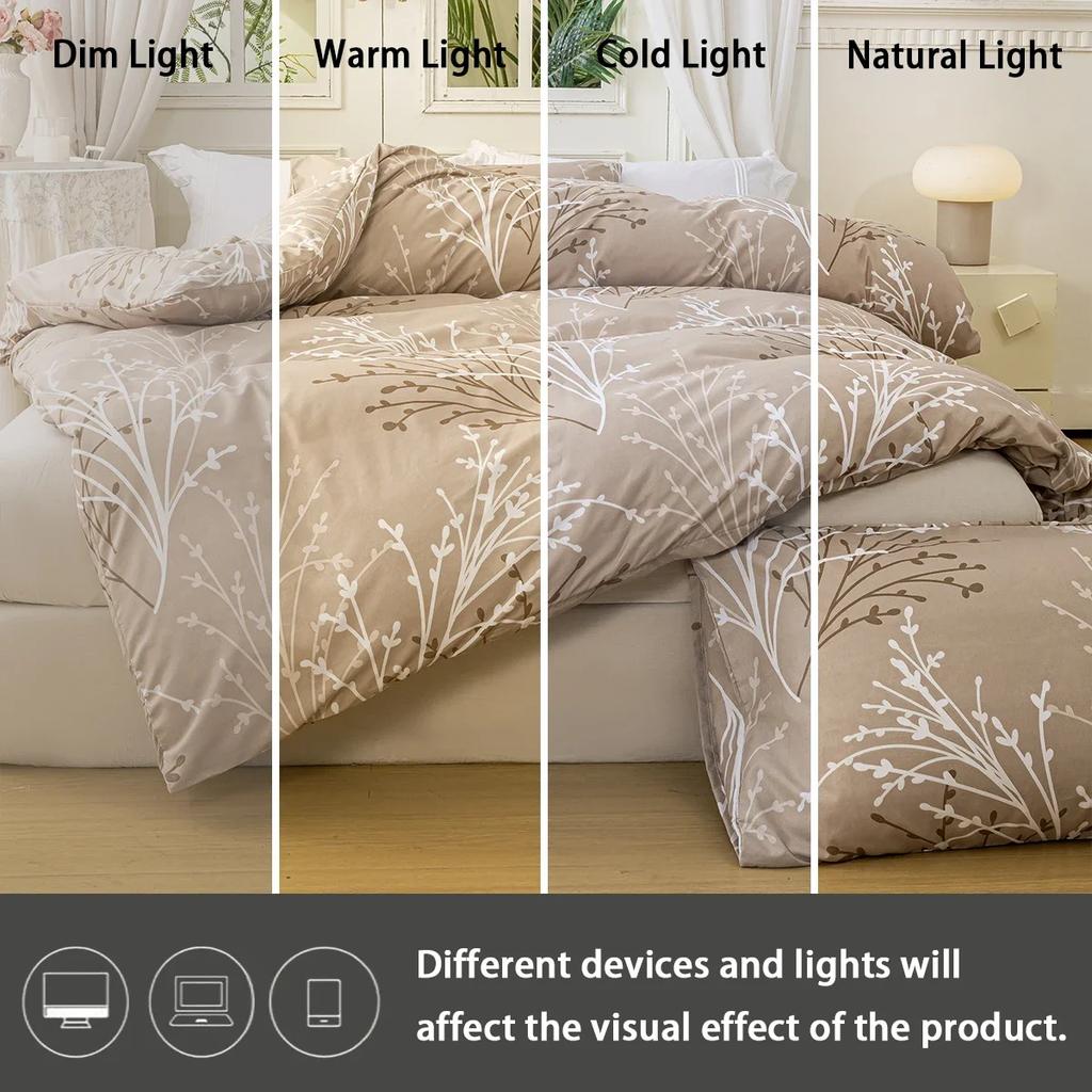 Leaf Floral Pattern Duvet Cover Set Soft And Skin-Friendly Duvet Cover Bedding Set For Hom