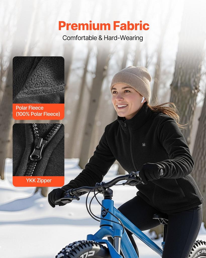 Heated Fleece Jacket for Women, Heated Sweatshirt with 7.4V 16000mAh Rechargeable Power Bank Pack, 6 Heating Zones, 3 Temp Levels, 3h/6h/10h Warmth,