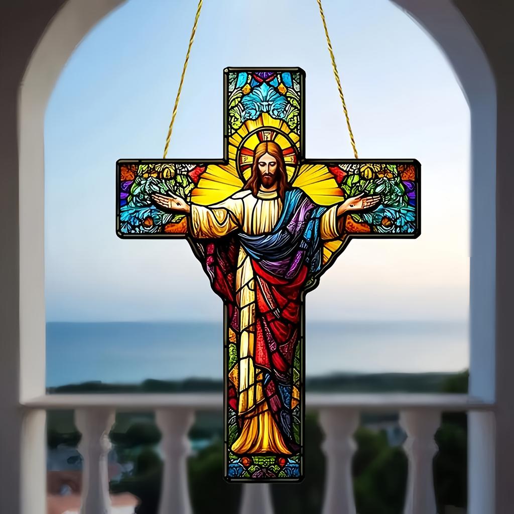 2D Flat Acrylic Cross Design, Indoor and Outdoor Decoration - No Battery/electricity Required, Free Day Decoration, Shop Decoration,