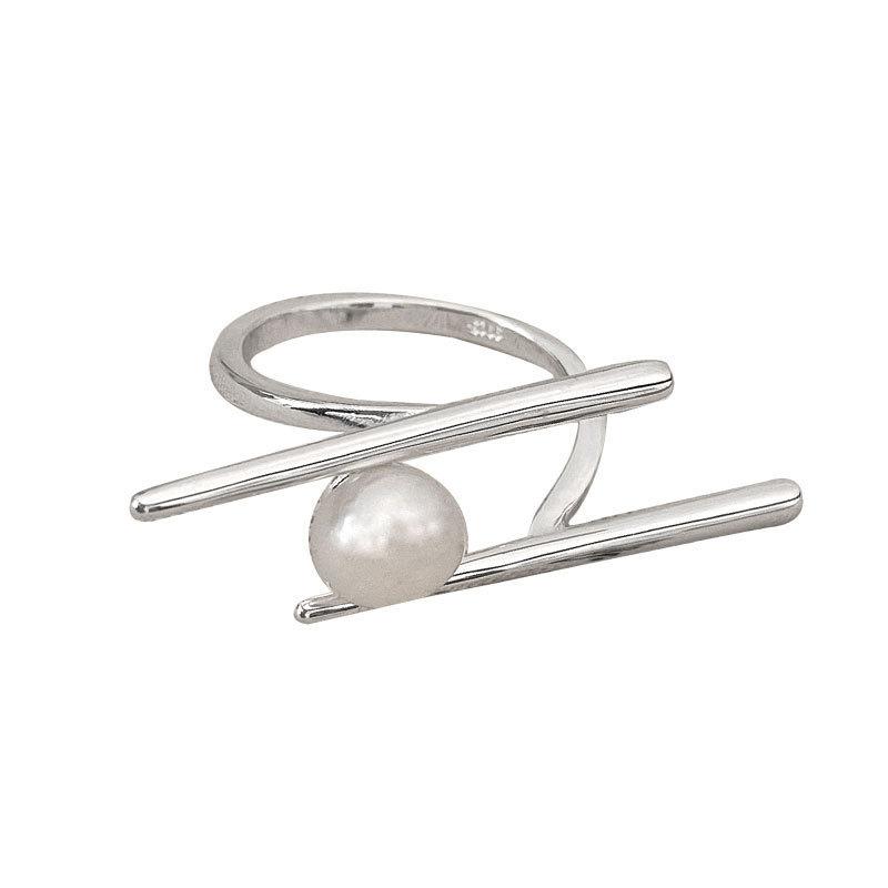 New Fashion 925 Silver Pearl Rings for Women Couples Creative Simple Geometric Handmade Birthday Party Jewelry Gifts